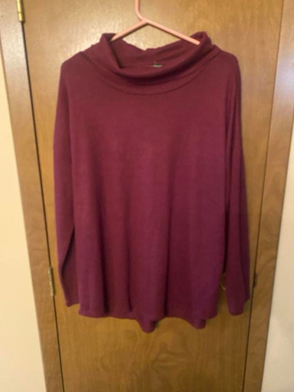 dip Burgundy Cowl-Neck Long-Sleeve Sweater
